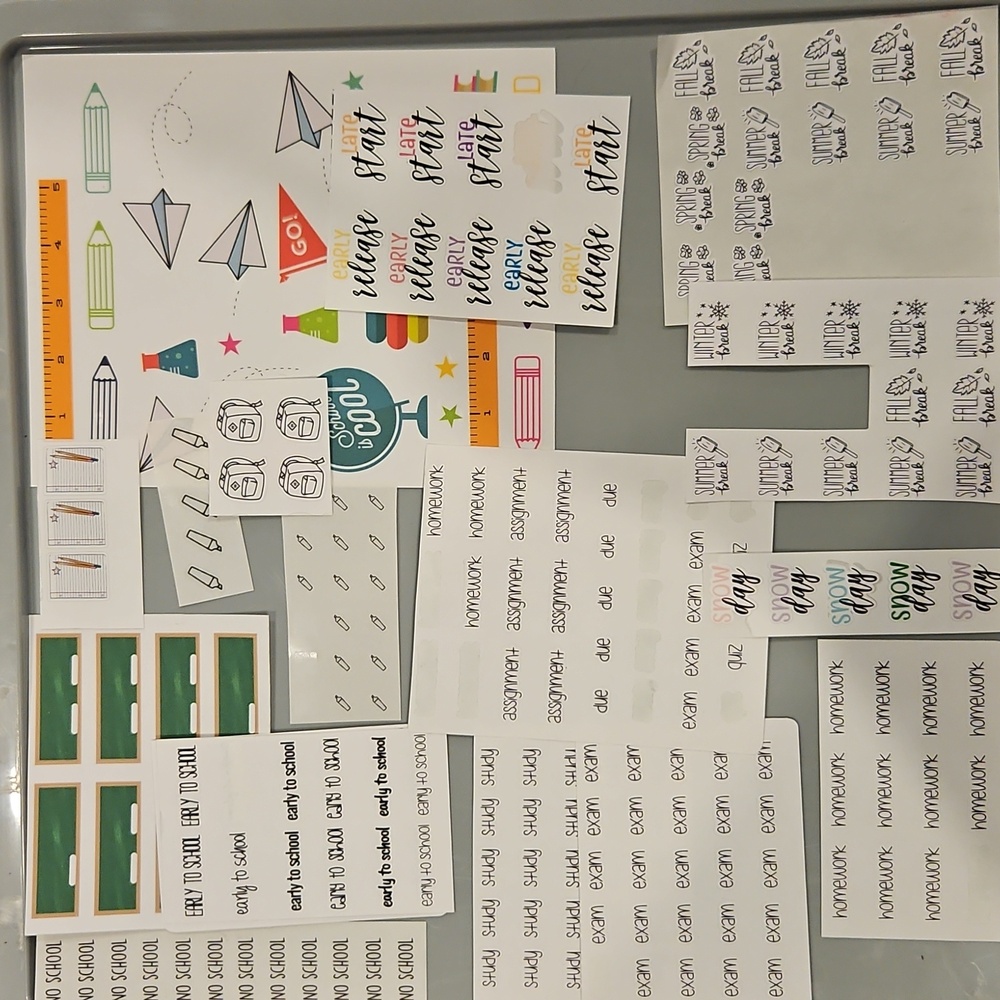 Assorted Planner Sticker Sheets Bundle-School, College, Uni, Student Theme